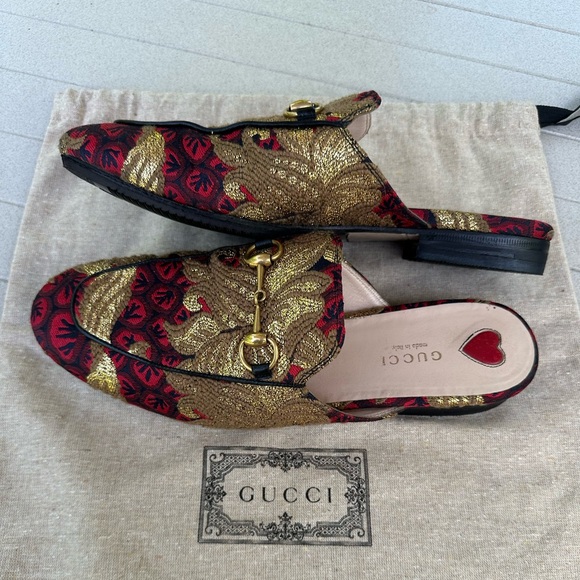 Gucci Jacquard Princetown Horsebit Accent Mules - Picture 4 of 7